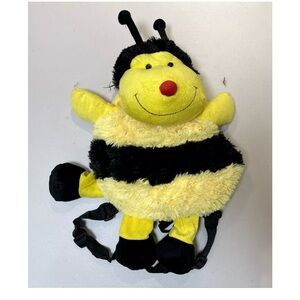 Kids soft bumblebee plush animal backpack with detachable leash